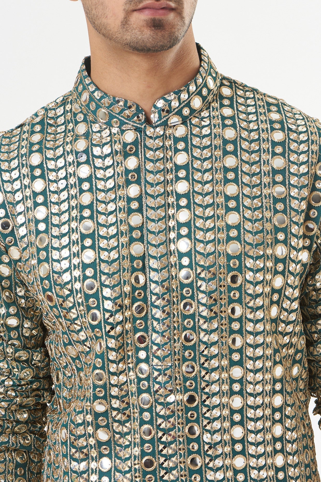 Mehndi Green Embroidered Kurta - kasbahmen