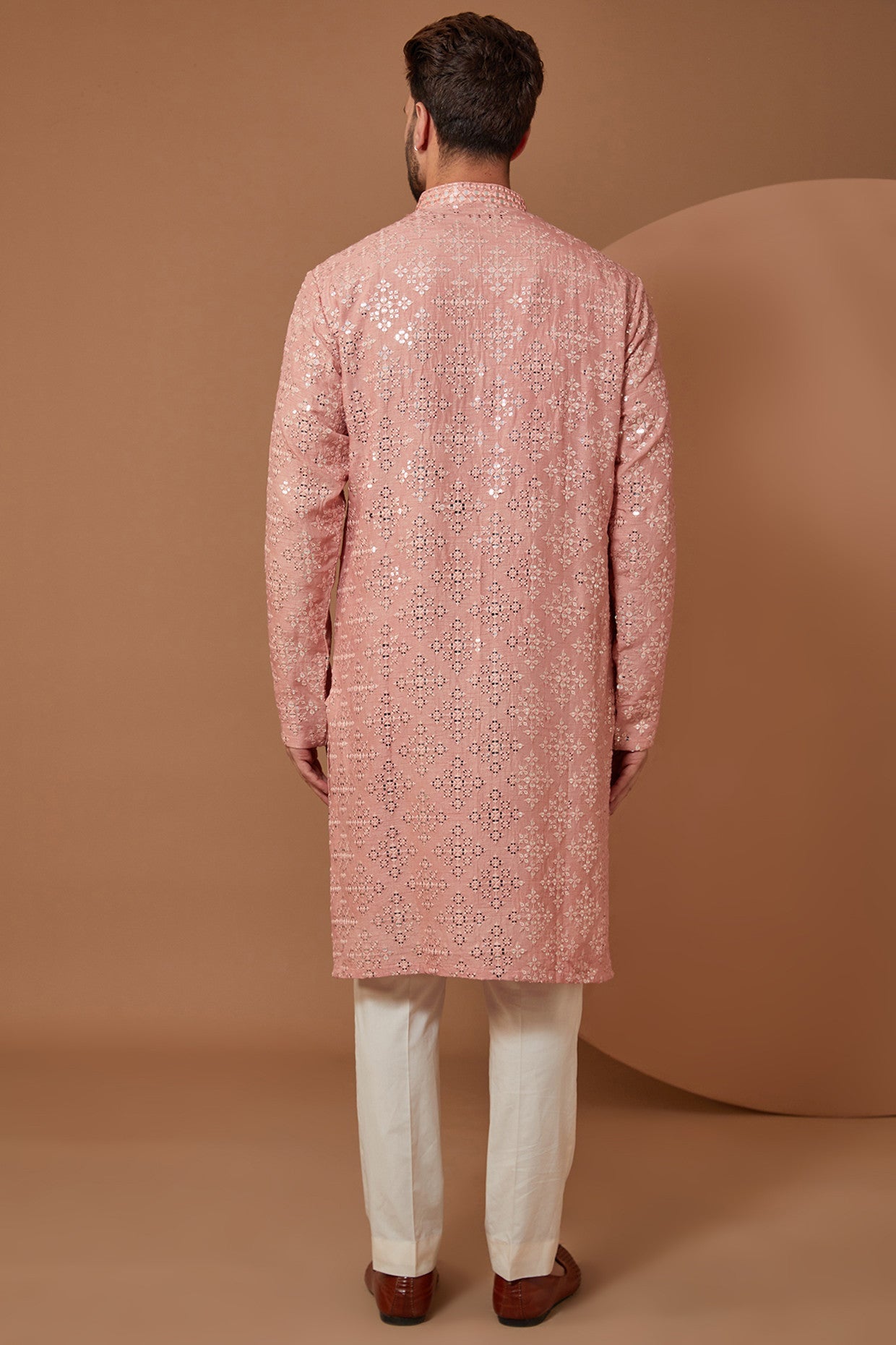 Peach Mirrorwork Kurta - kasbahmen