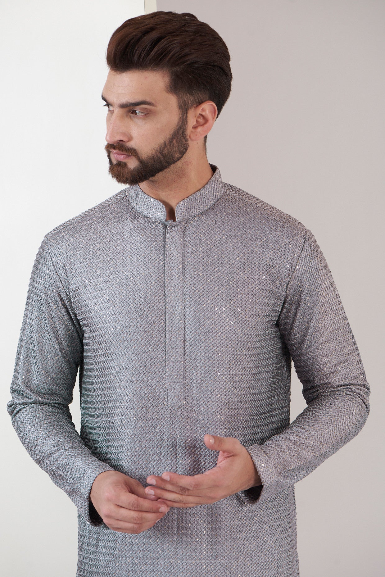 Electric grey chikankari kurta - kasbahmen