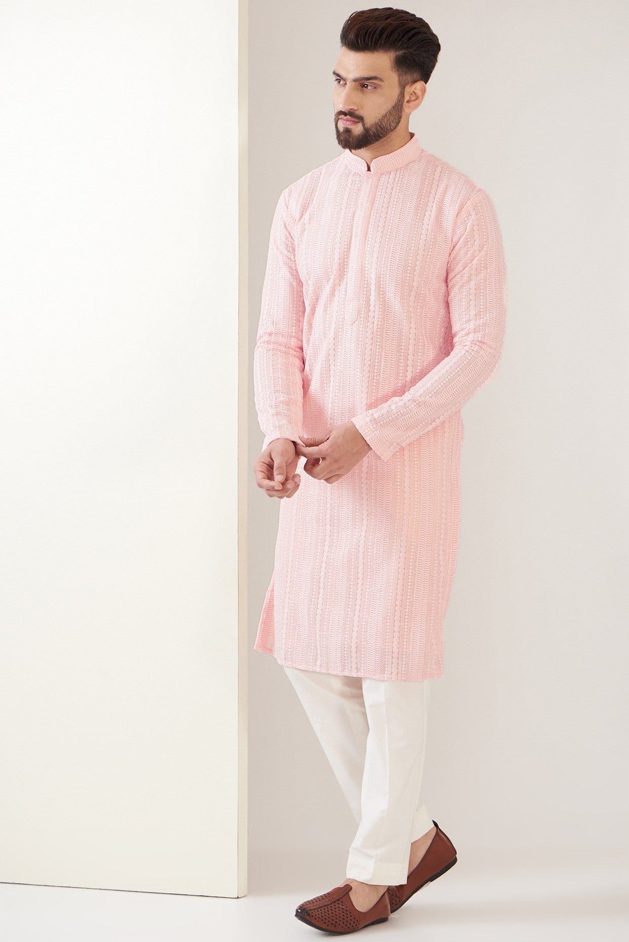 Pink chikankari kurta - kasbahmen