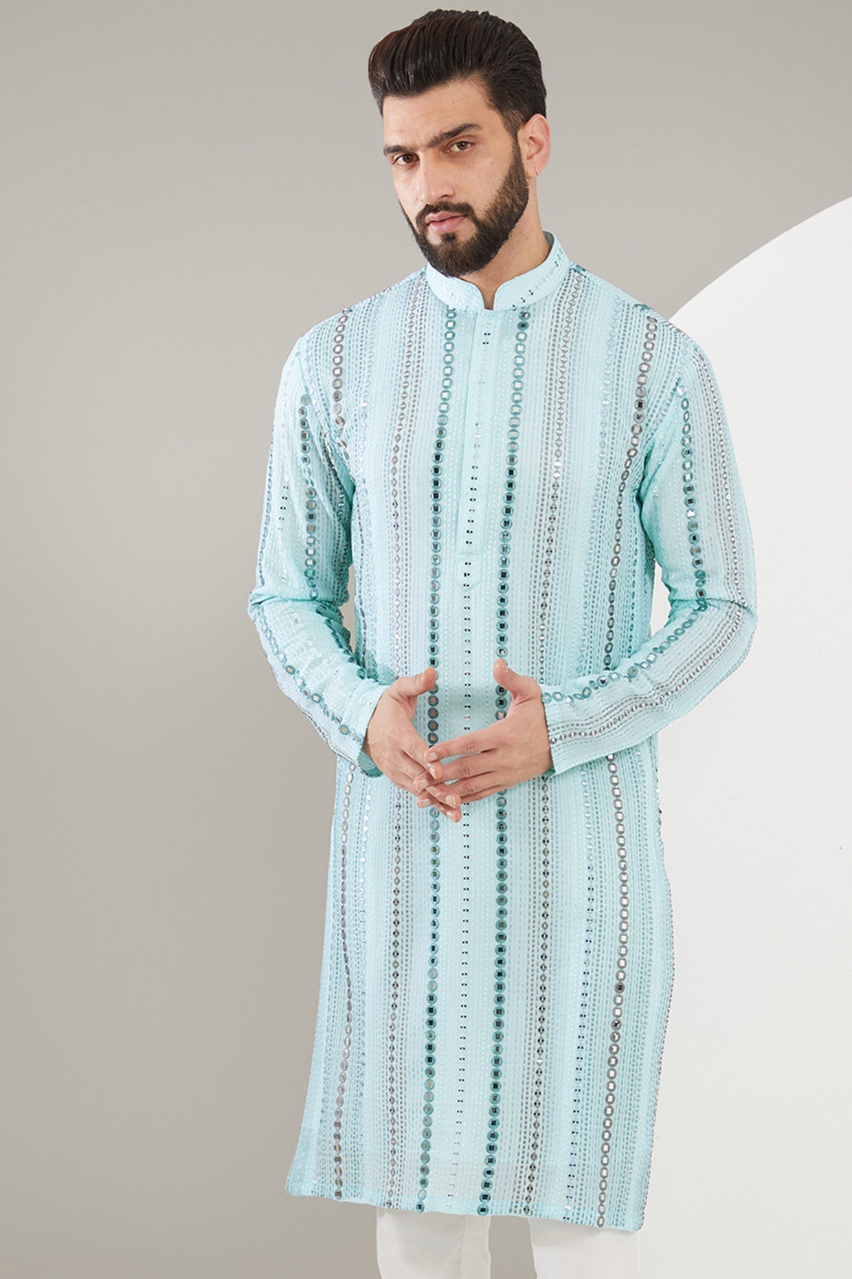 Blue Mirrorwork Kurta - kasbahmen