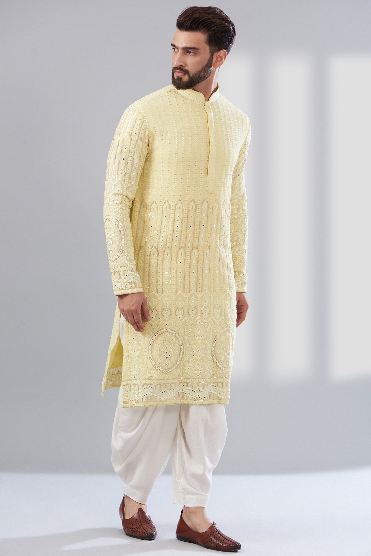 Yellow Chikankari Kurta - kasbahmen