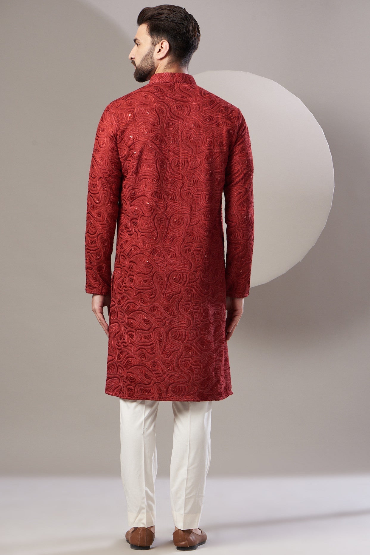 Formal maroon embrodried kurta - kasbahmen