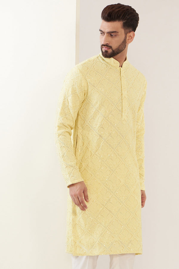 Yellow Chikankari Kurta