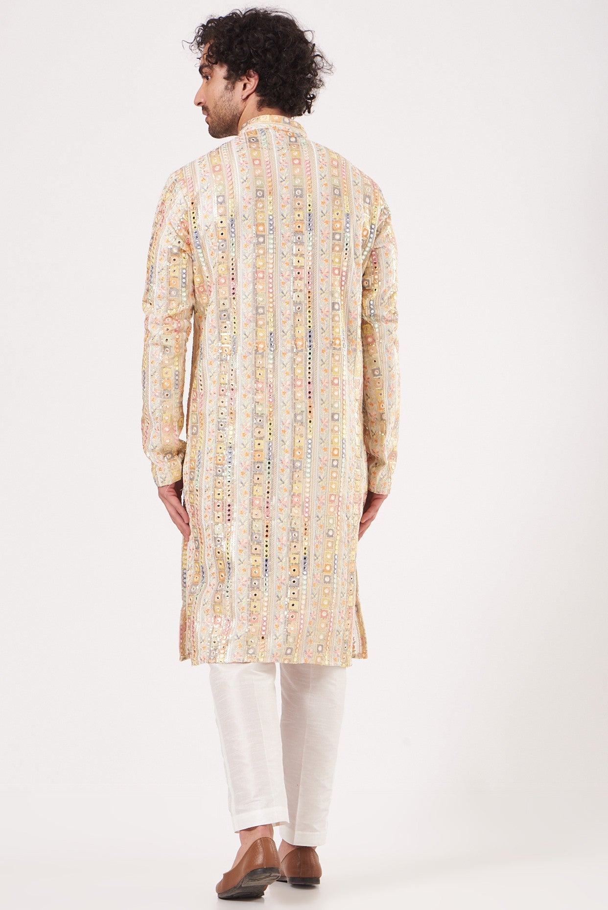 Beige Embroidered Kurta - kasbahmen