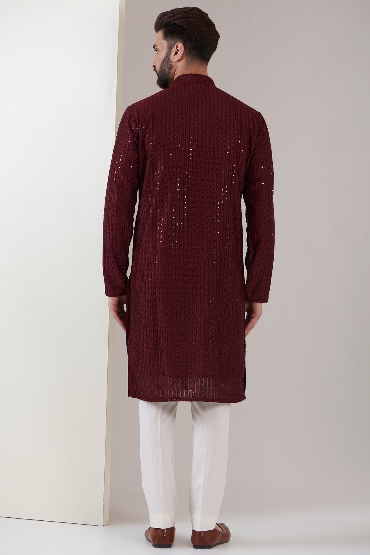 Maroon chikankari kurta - kasbahmen