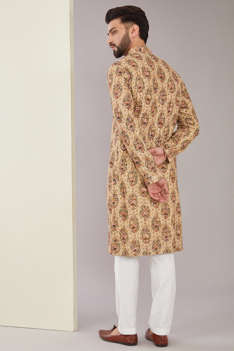 Floral Embroidered Kurta on Print - kasbahmen