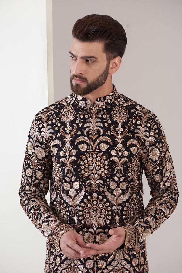 Black embroidered kurta