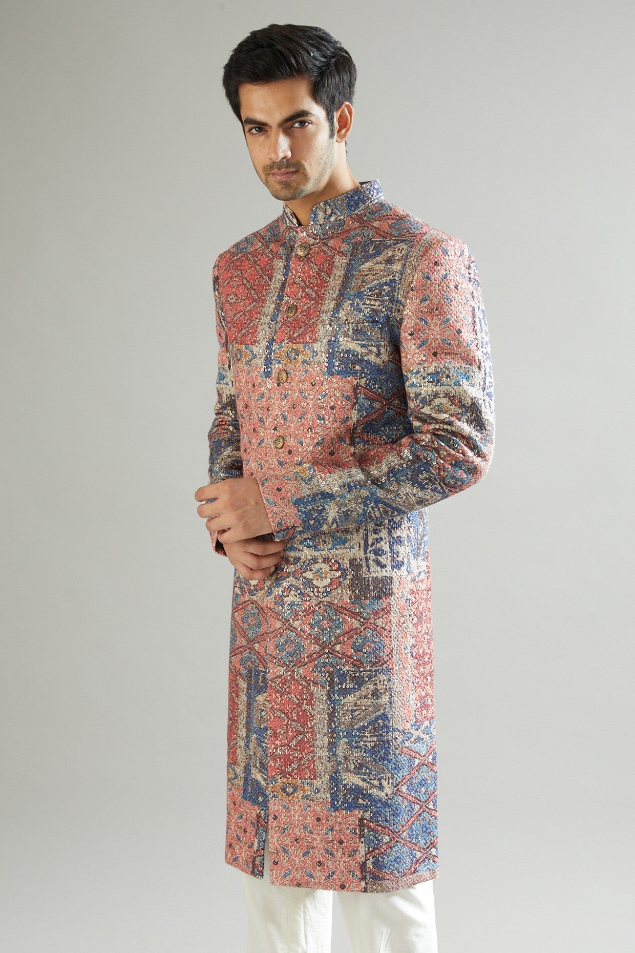 Maroon Printed & Embroidered Kurta - kasbahmen