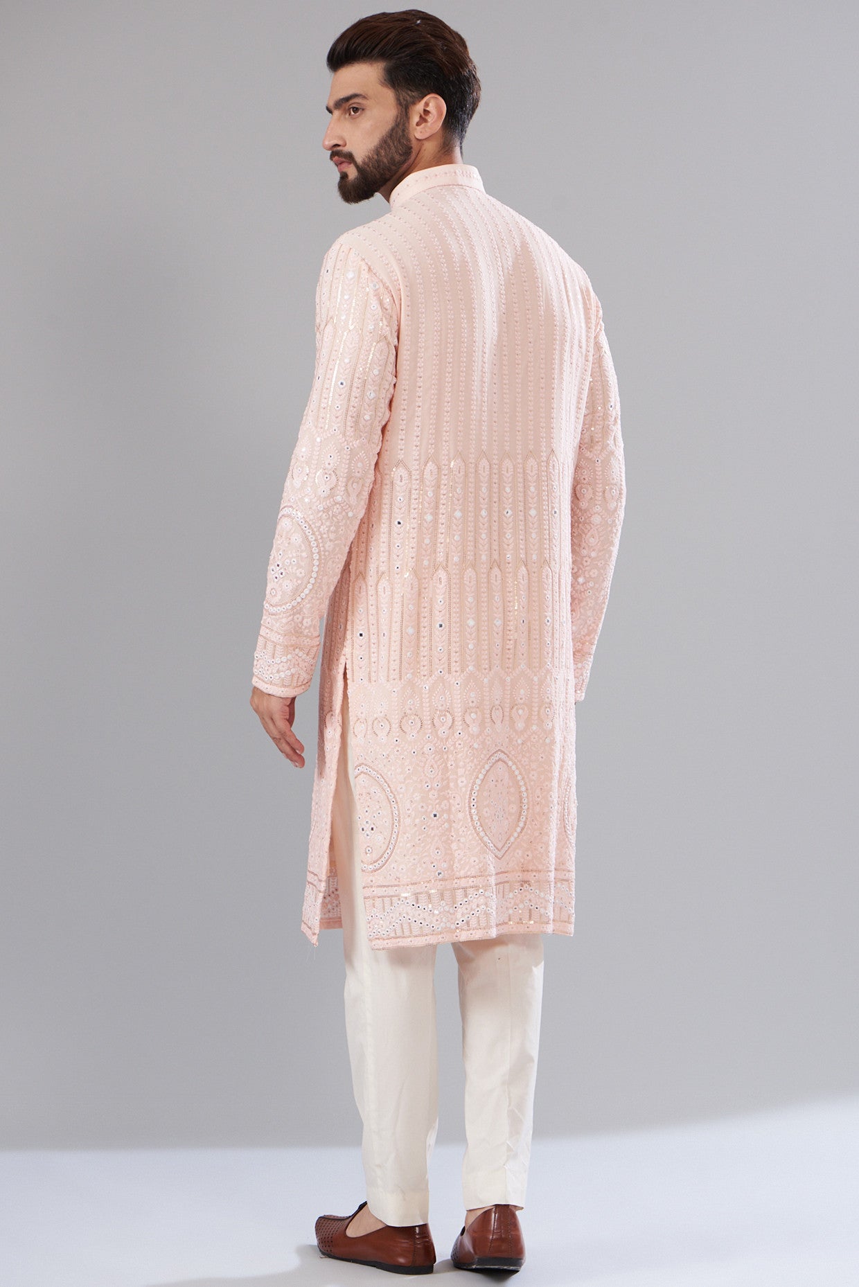 Powder pink chikankari kurta - kasbahmen