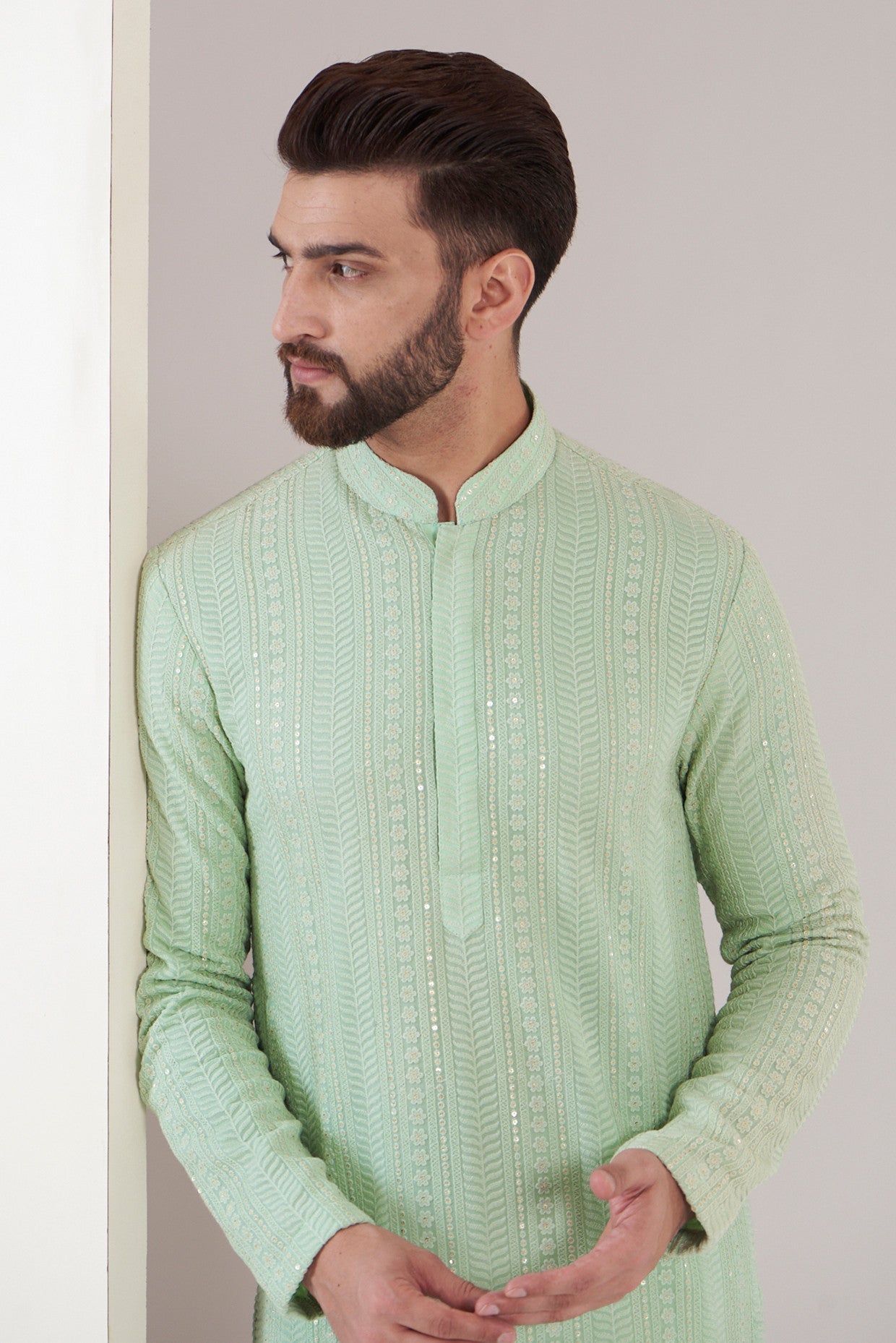 Sea Green Embroidred Kurta - kasbahmen