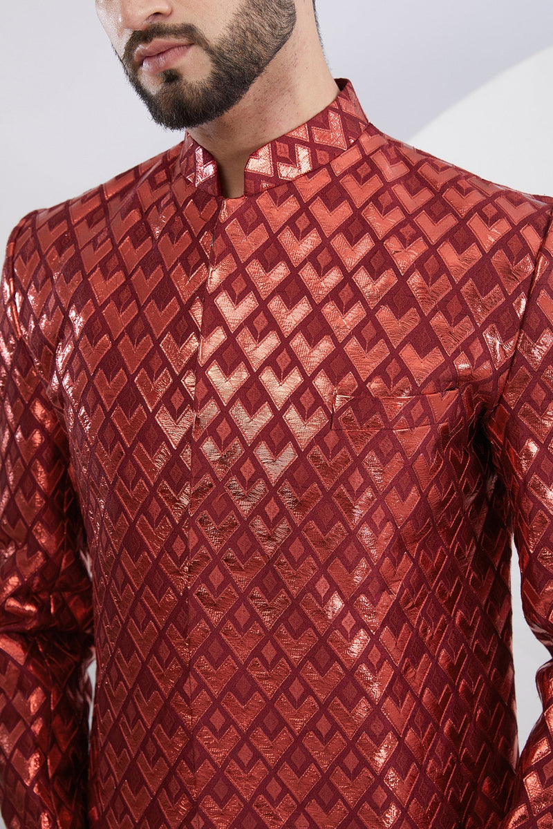 Royal Cut Reddish Maroon Indowestern - kasbahmen