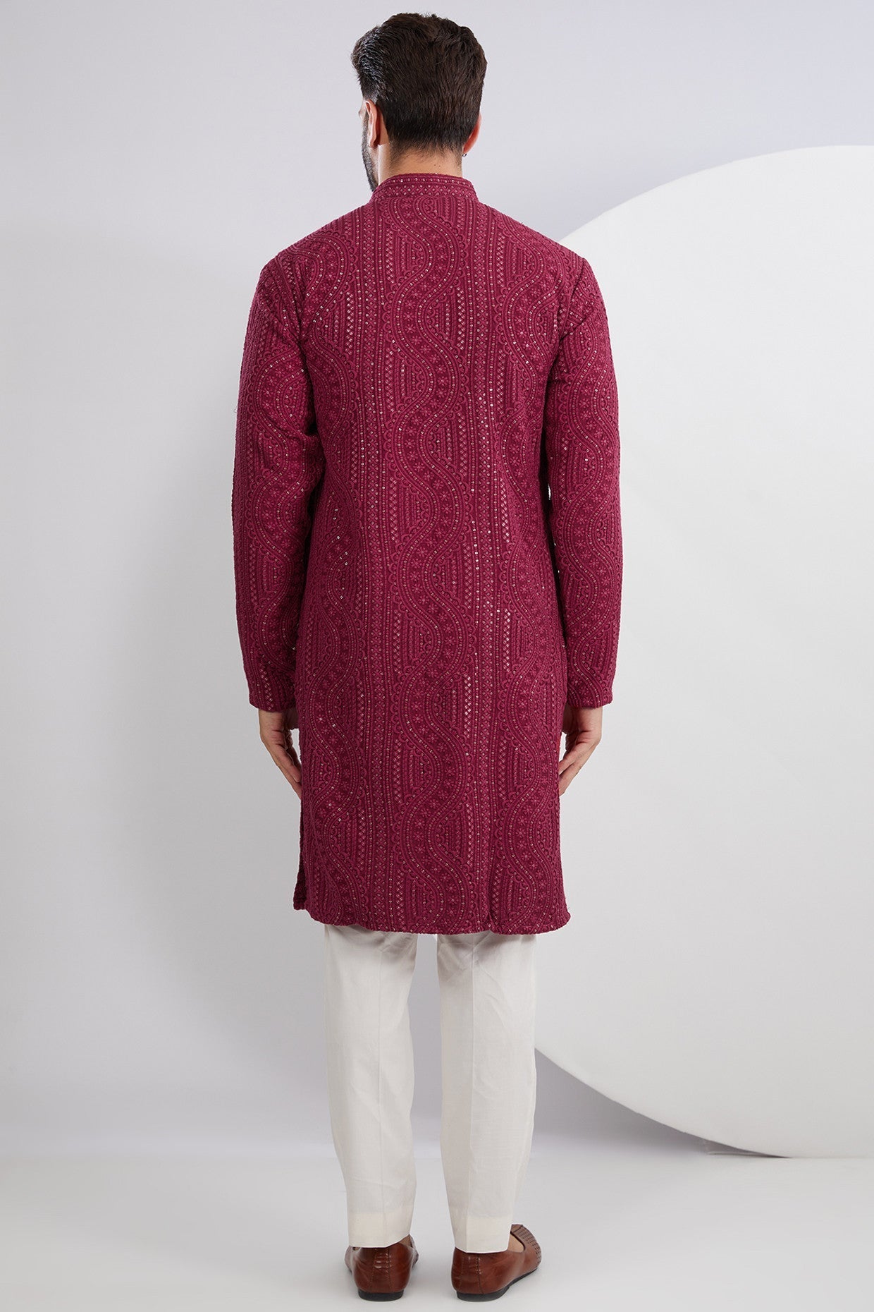 Maroon Embroidered Kurta - kasbahmen