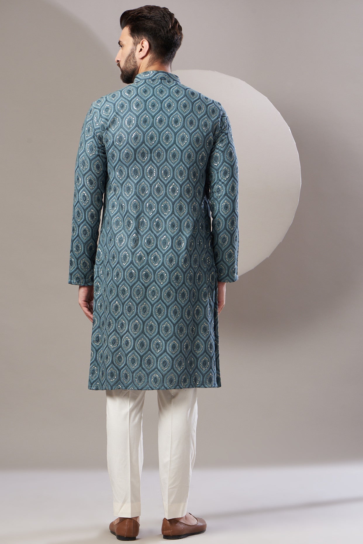 Formal teal blue dual toned kurta - kasbahmen