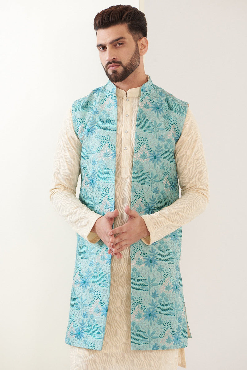 Aqua Embroidred long jacket - kasbahmen