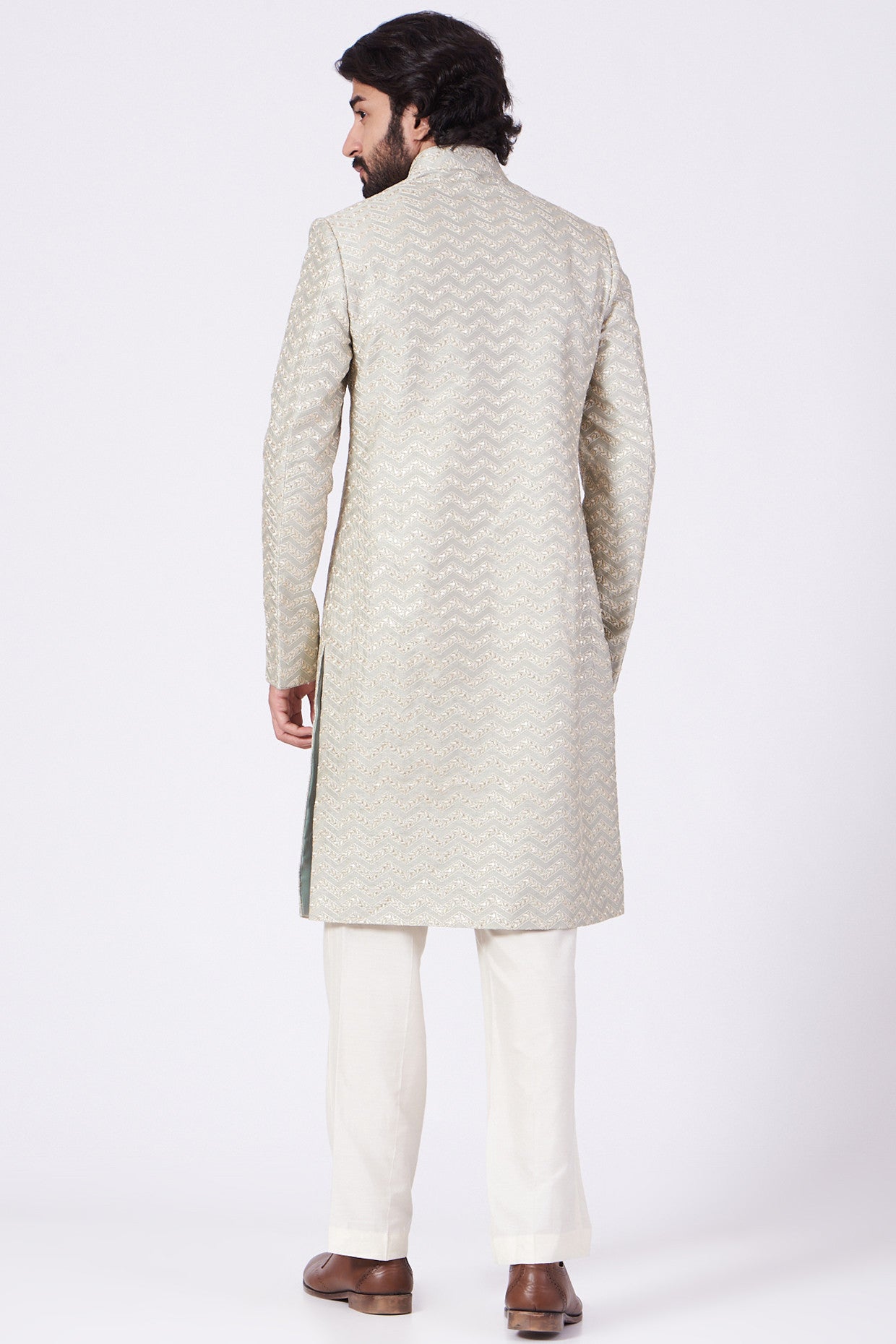 Mint Green Sherwani with Embroidery - kasbahmen