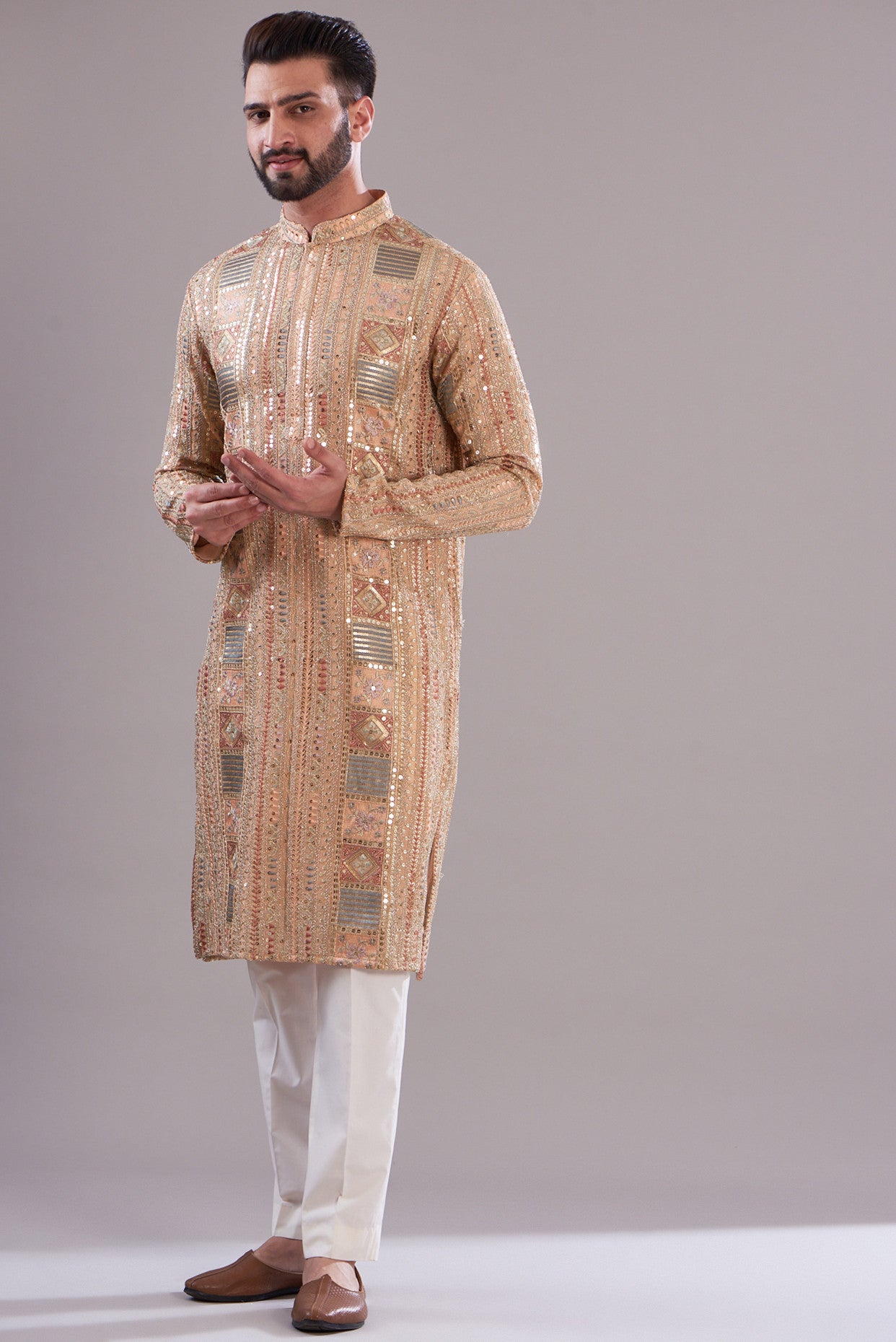 Peach embrodried kurta - kasbahmen