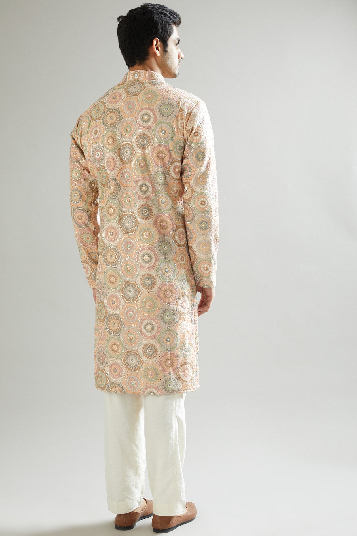 Peach Embroidered Kurta - kasbahmen