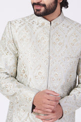 Mint Green Embroidered Sherwani - kasbahmen