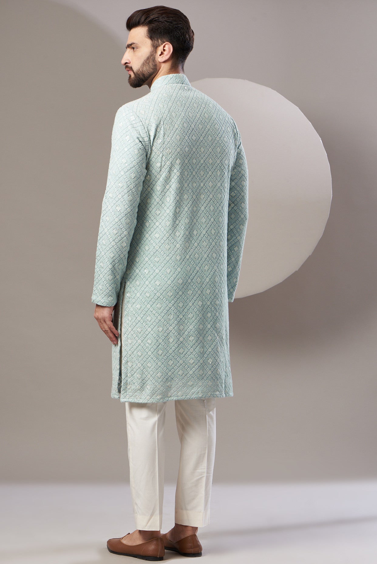 Formal powder blue chinkari kurta - kasbahmen