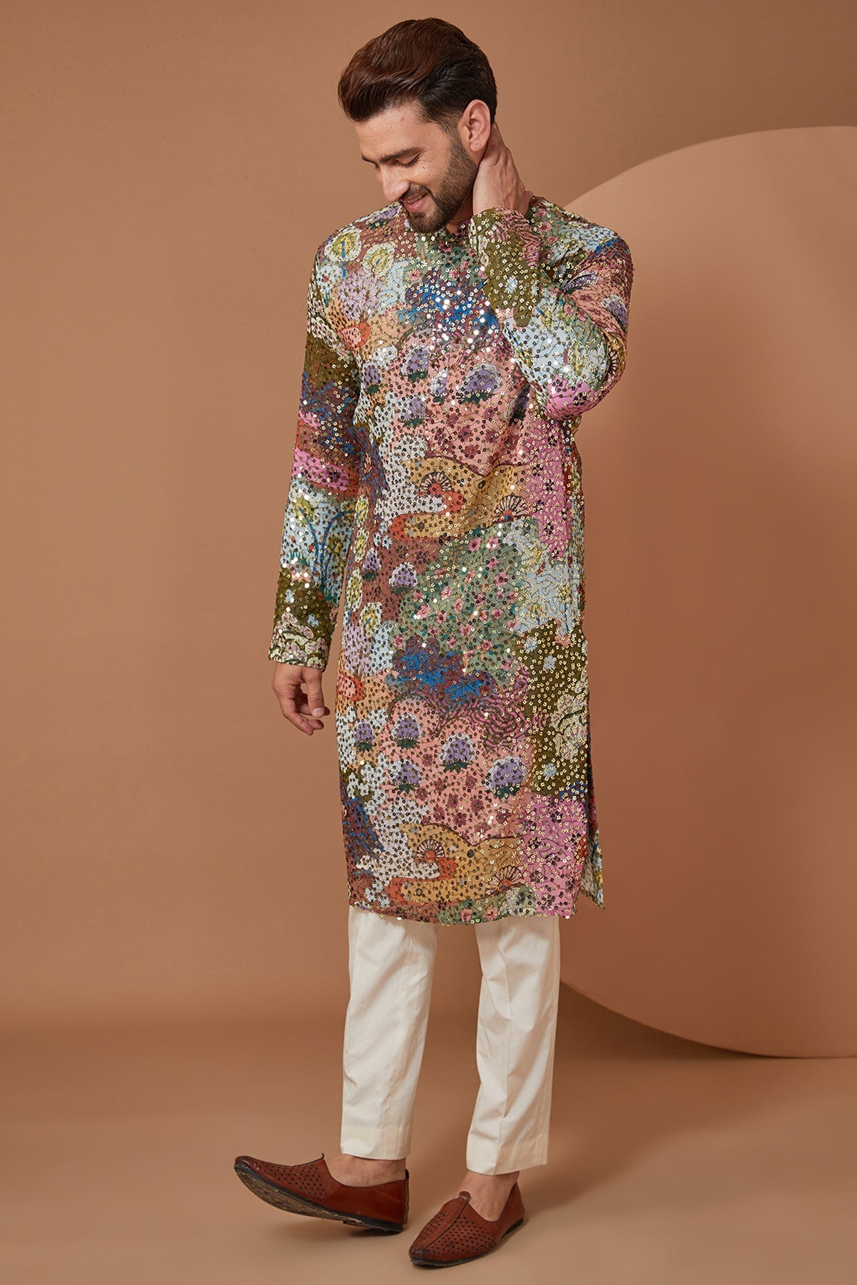 Abstract Sequin Embellished Kurta - kasbahmen