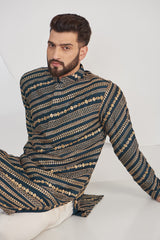 Blue Embroidered kurta with Zari-work - kasbahmen