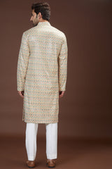 Beige embrodried kurta - kasbahmen