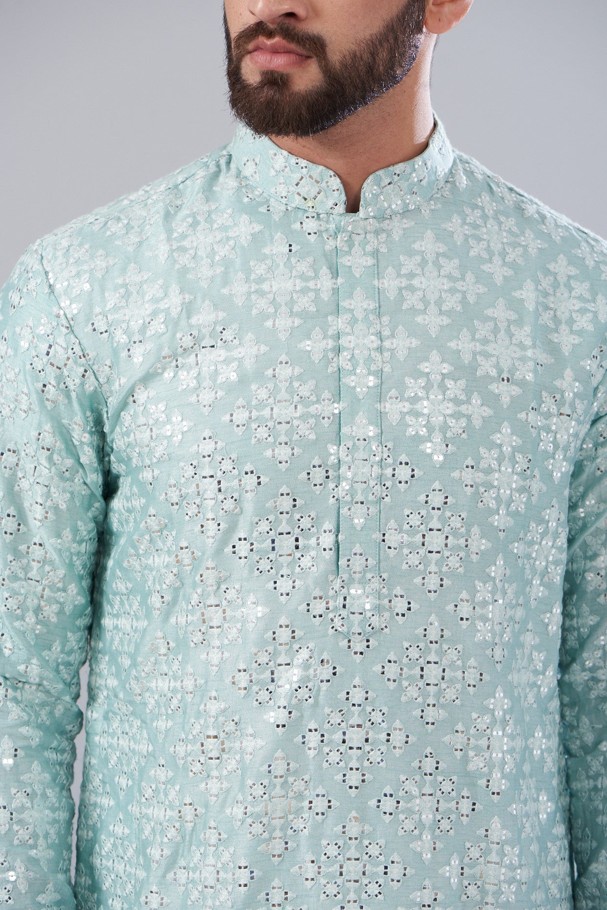 Signature aqua mirror work kurta - kasbahmen