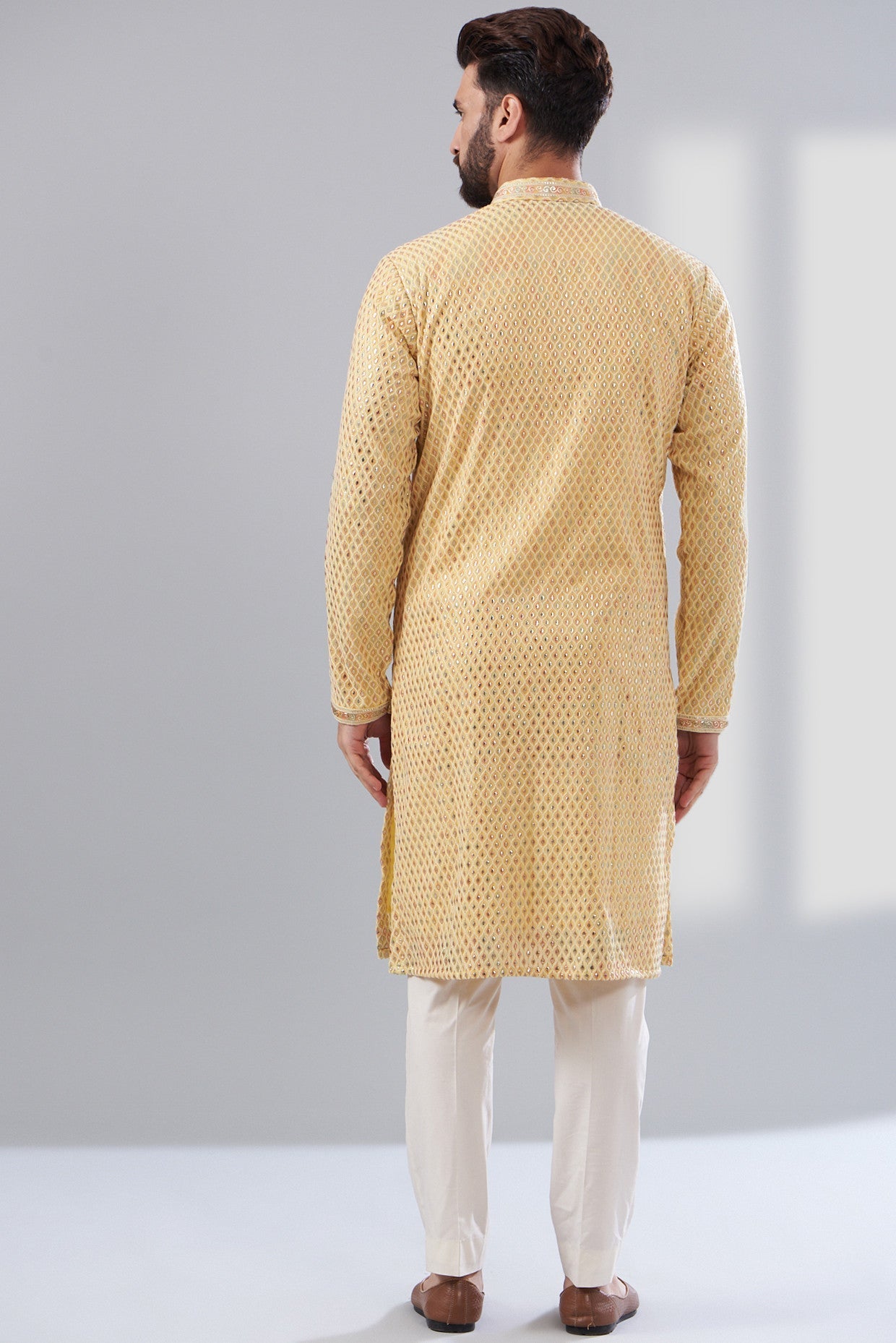 Yellow Chikankari Kurta - kasbahmen