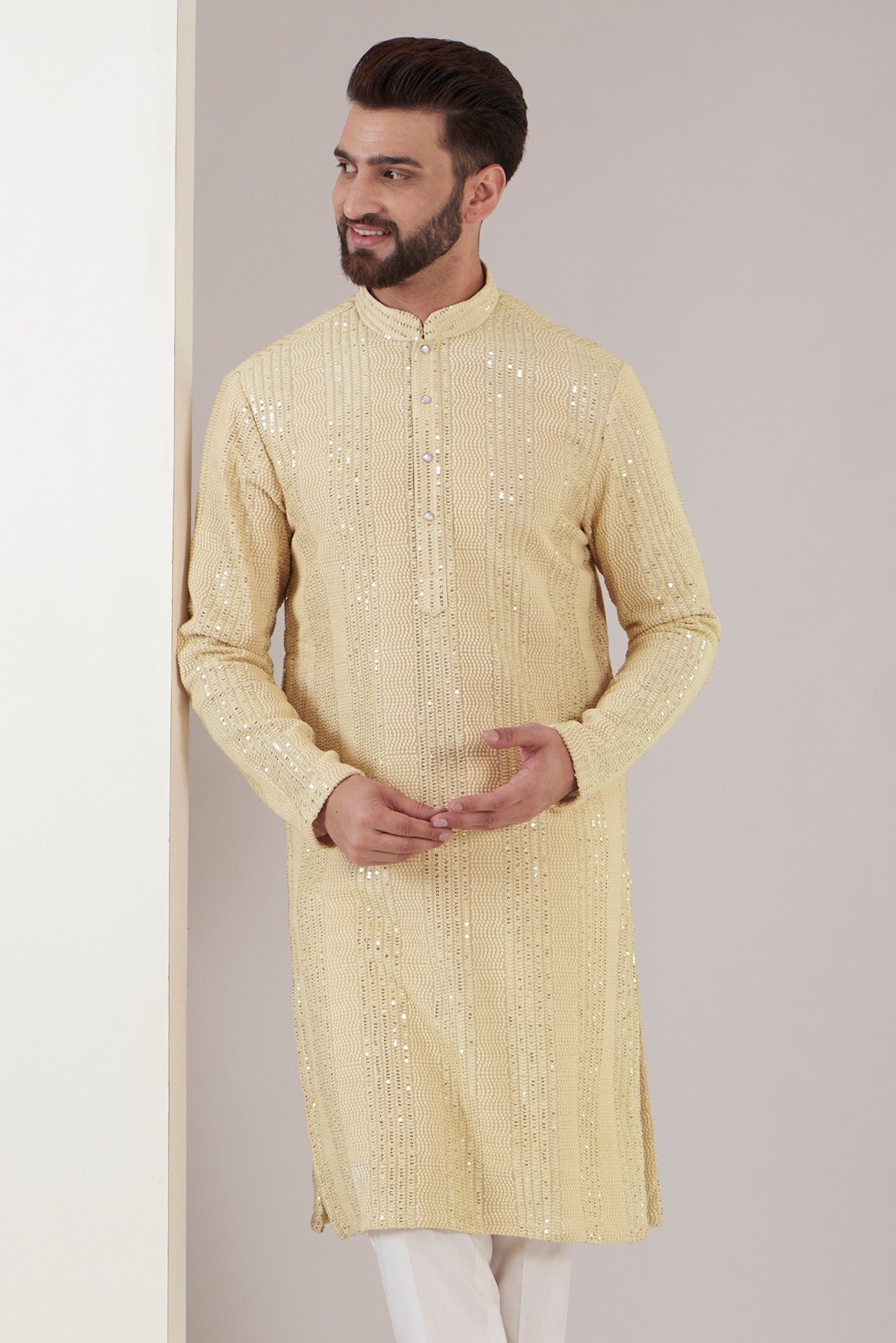 Creamish beige chikankari kurta - kasbahmen