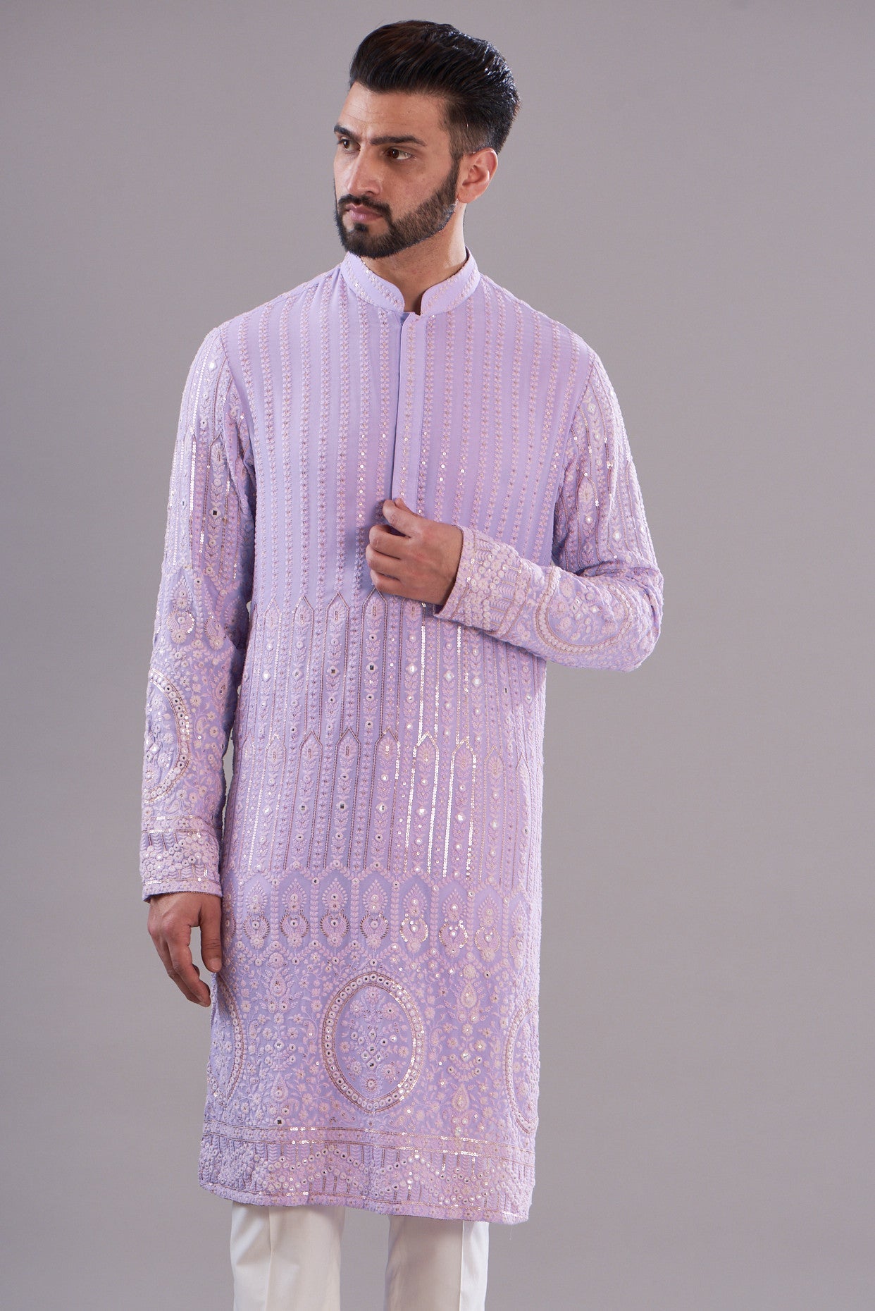 lavender embrodried kurta - kasbahmen