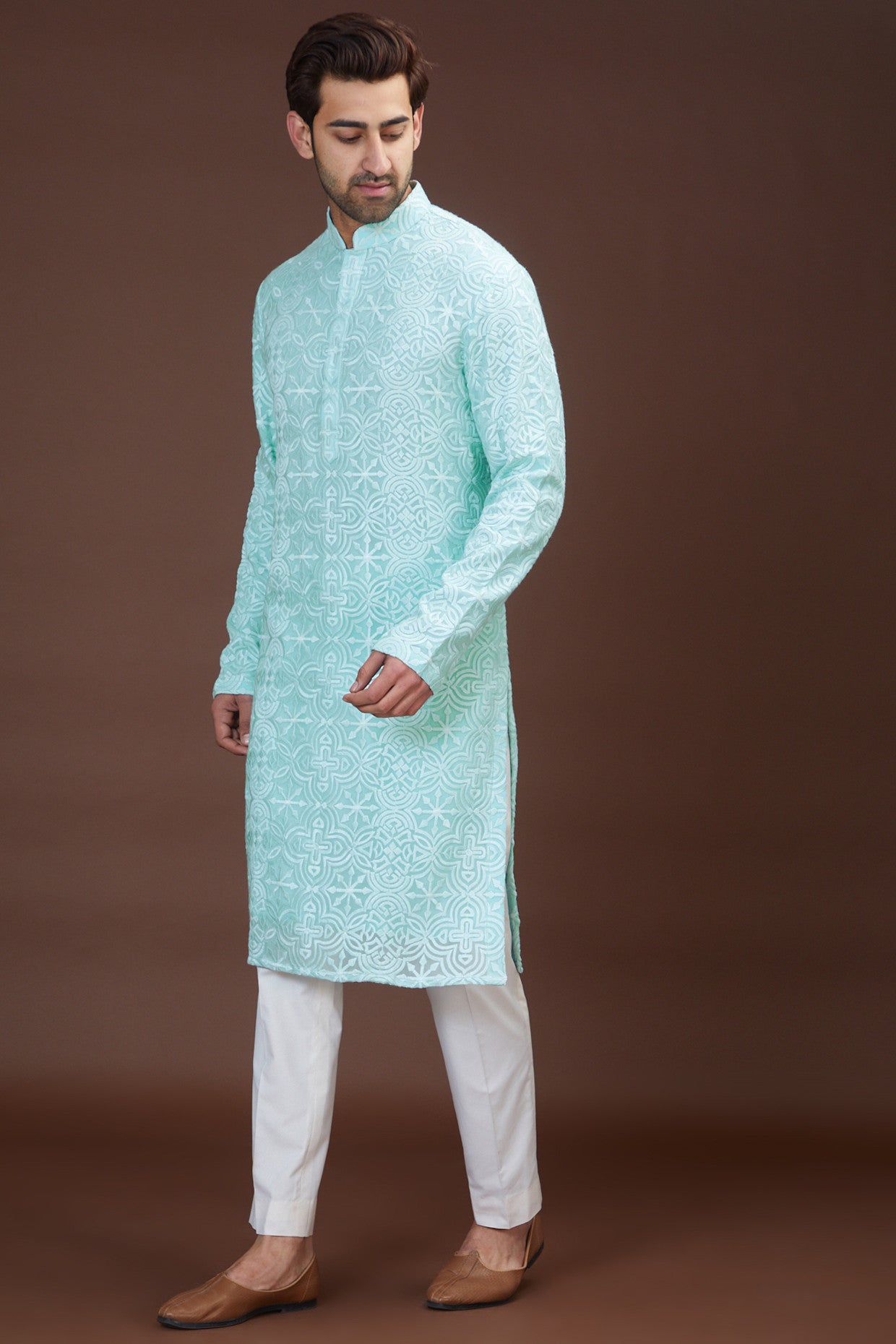 Pastel blue chikankari kurta - kasbahmen