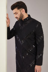 Formal Black Sequined Indowestern - kasbahmen