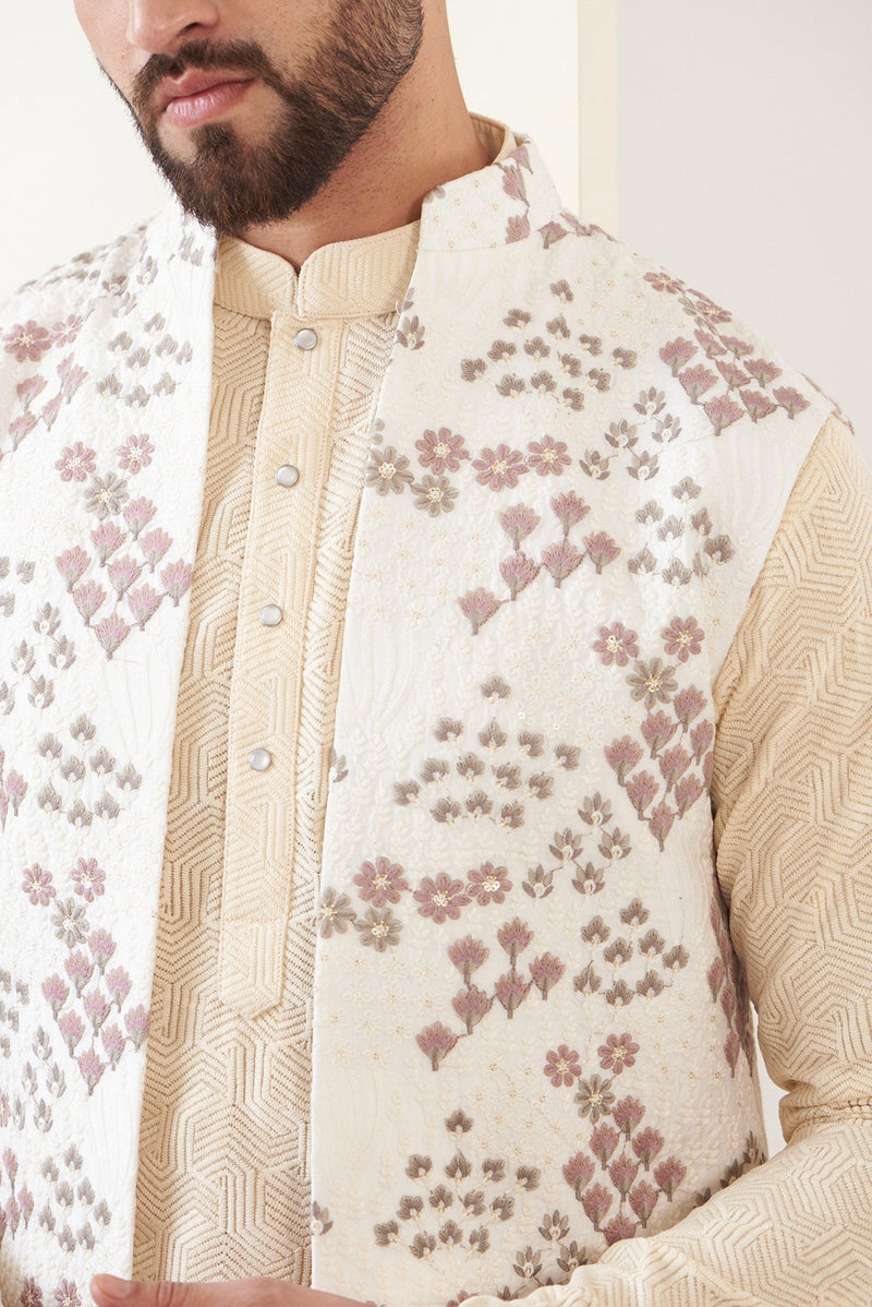 White embroidred long jacket - kasbahmen