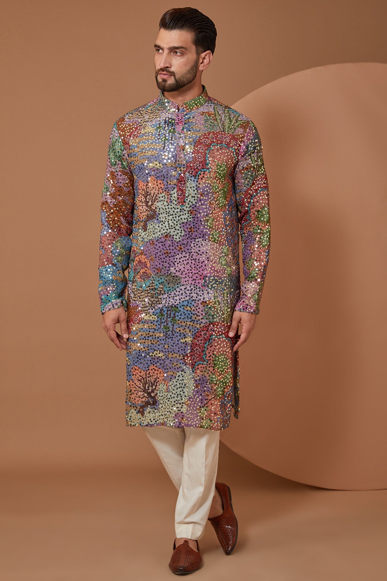 Abstract Sequin Embellished Kurta - kasbahmen