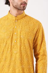 Mustard Embroidered Kurta - kasbahmen