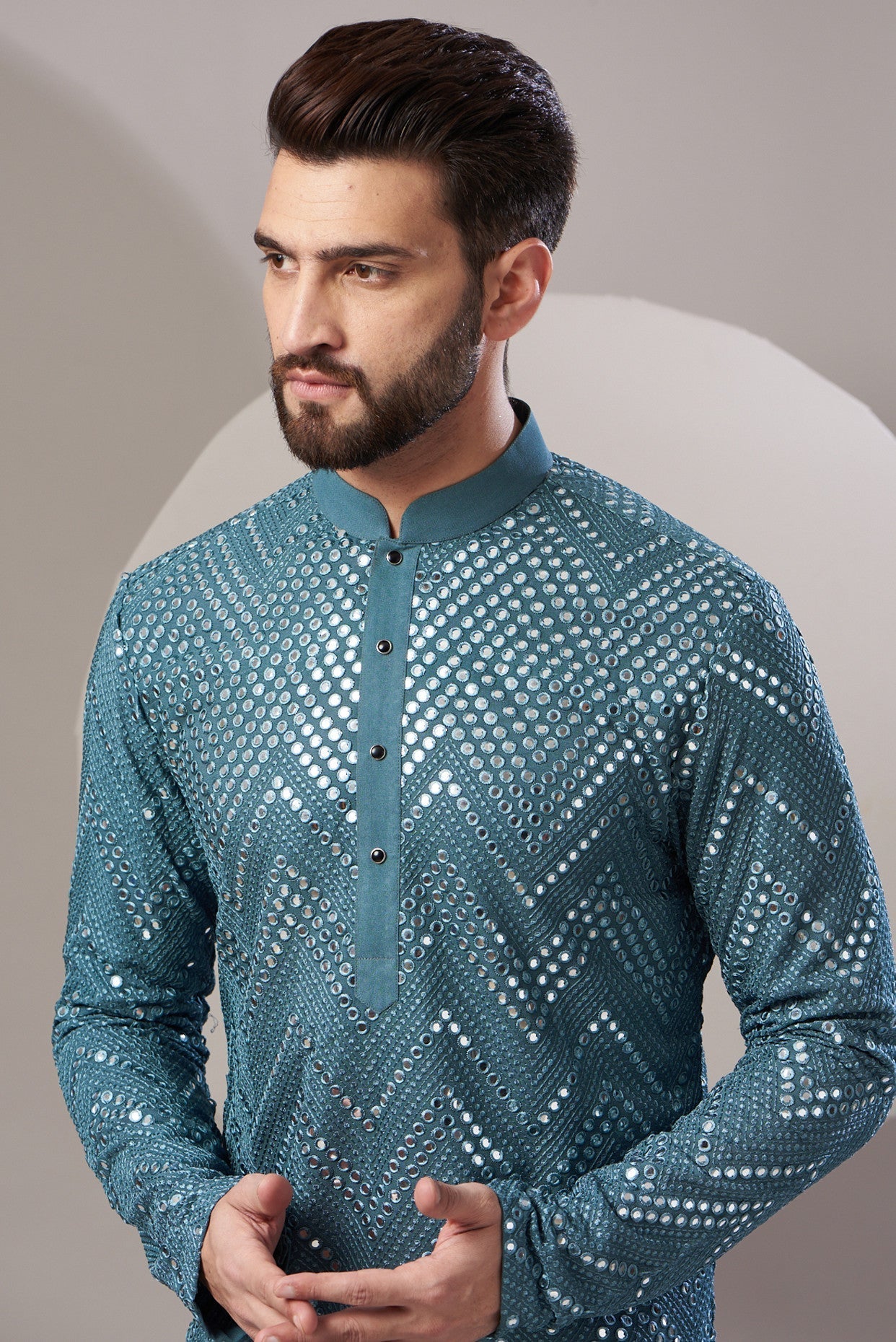 Signature mirror work kurta - kasbahmen