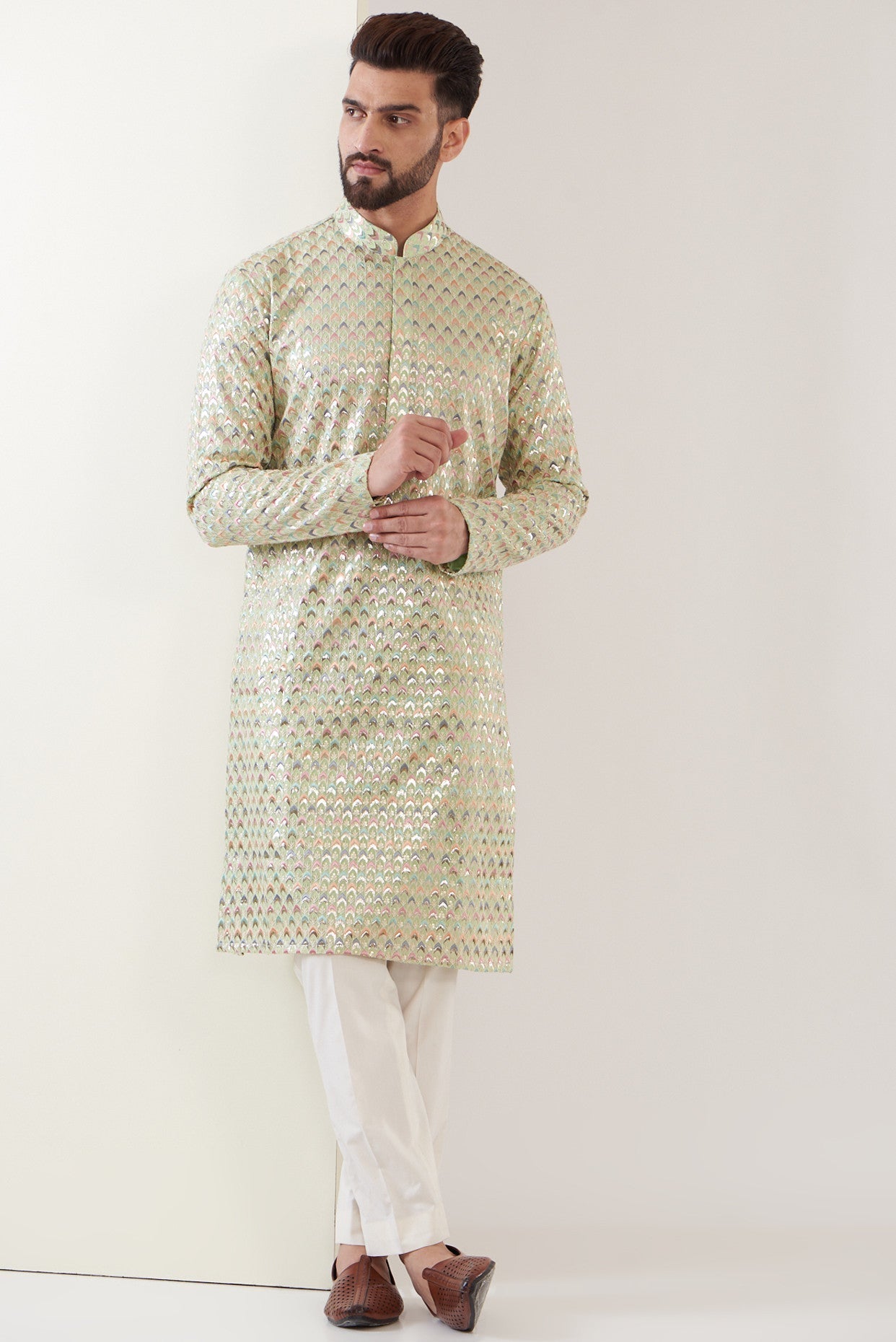 Green Multi embroidred Kurta - kasbahmen