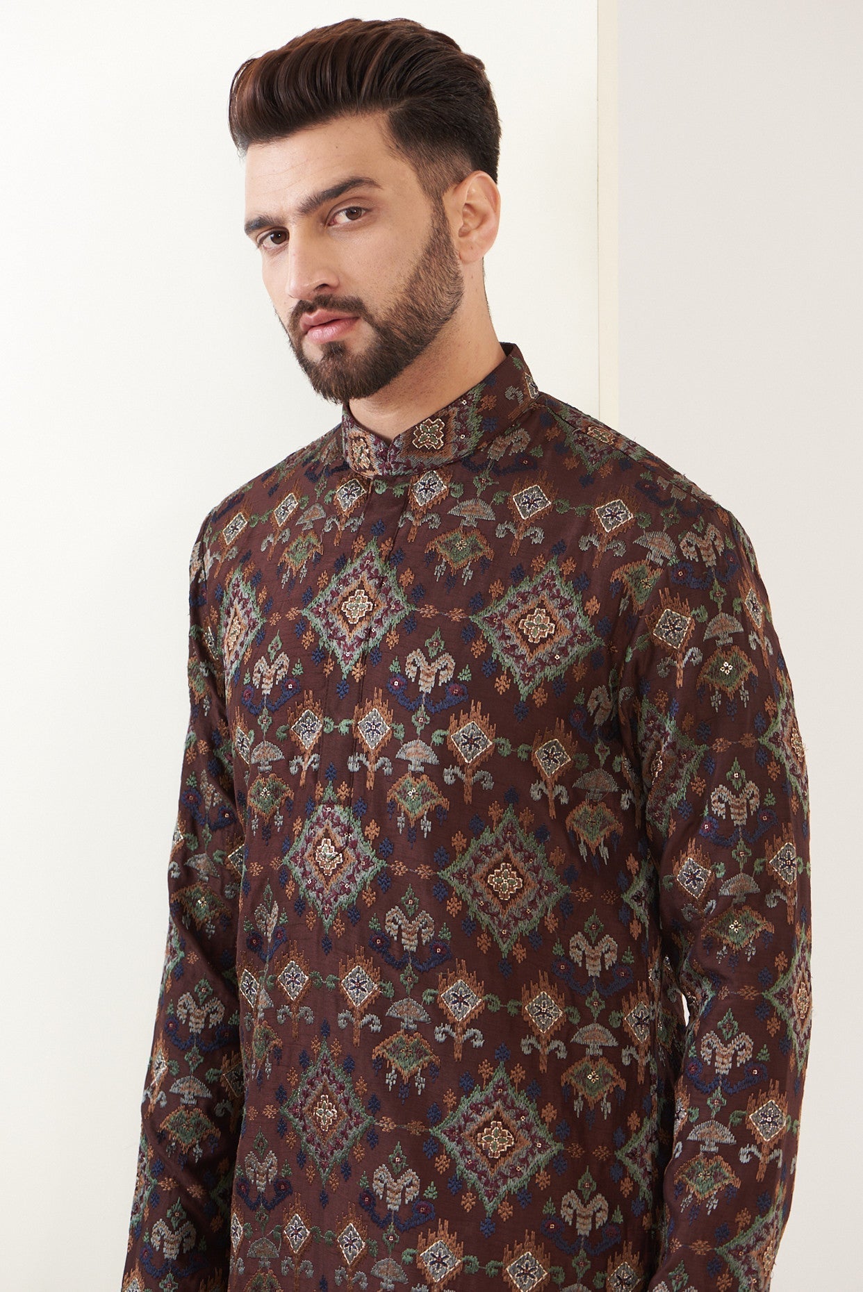 Brown embrodried kurta - kasbahmen