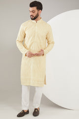 Beige Kashmiri Embroidered Kurta