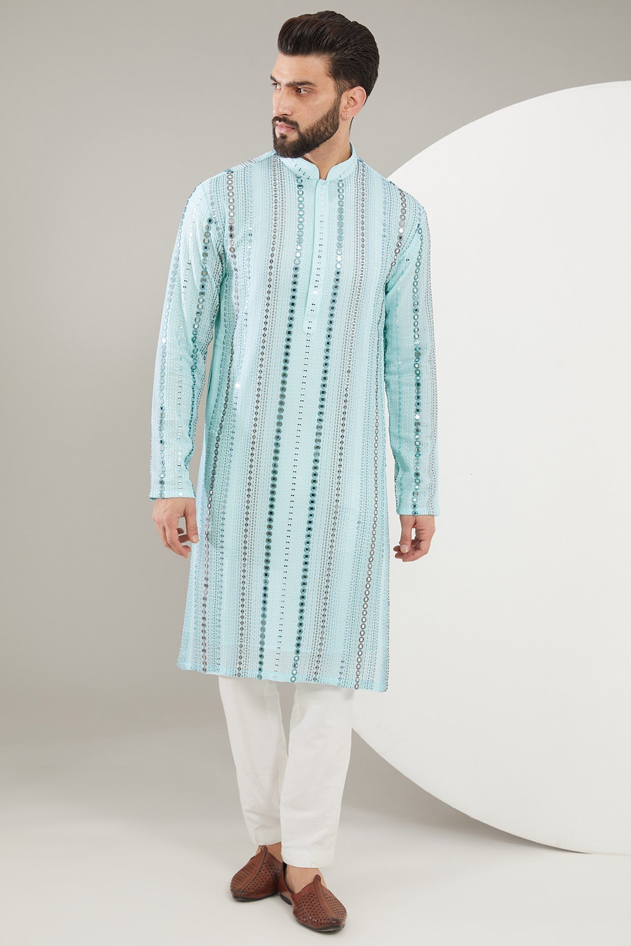 Blue Mirrorwork Kurta - kasbahmen