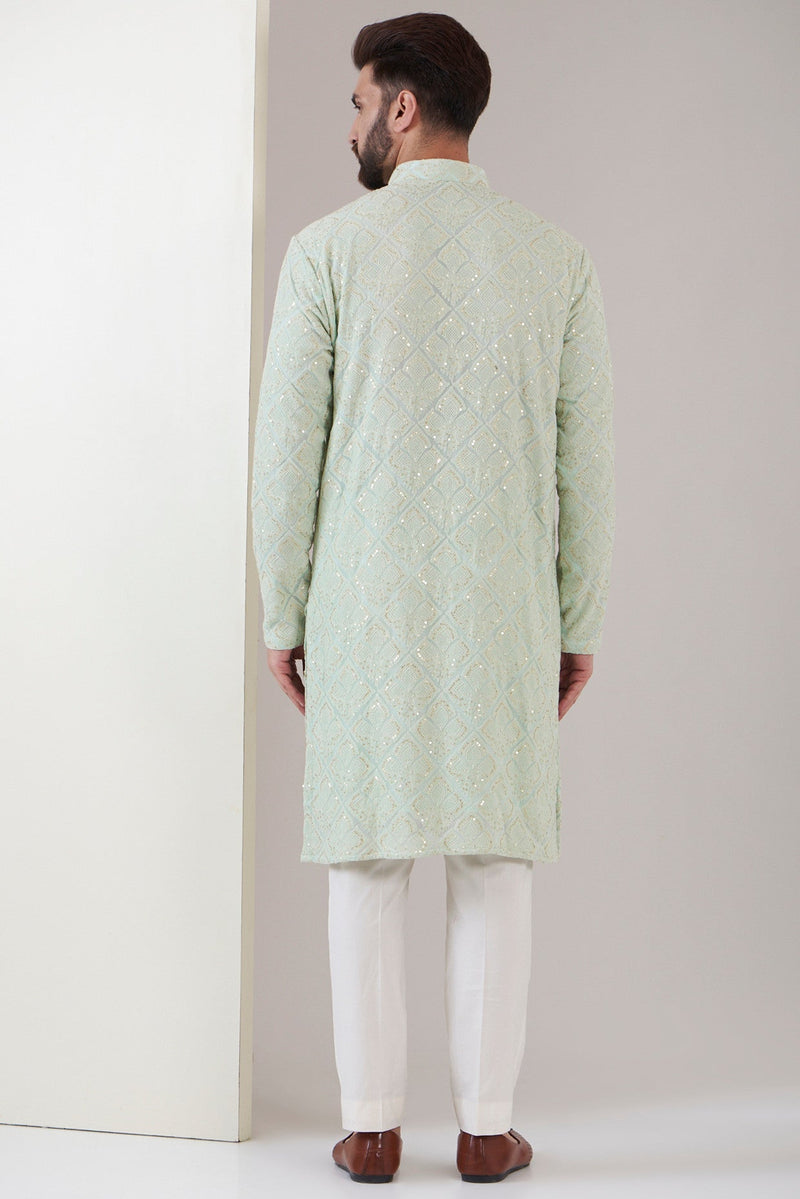 Powder blue chikankari kurta - kasbahmen