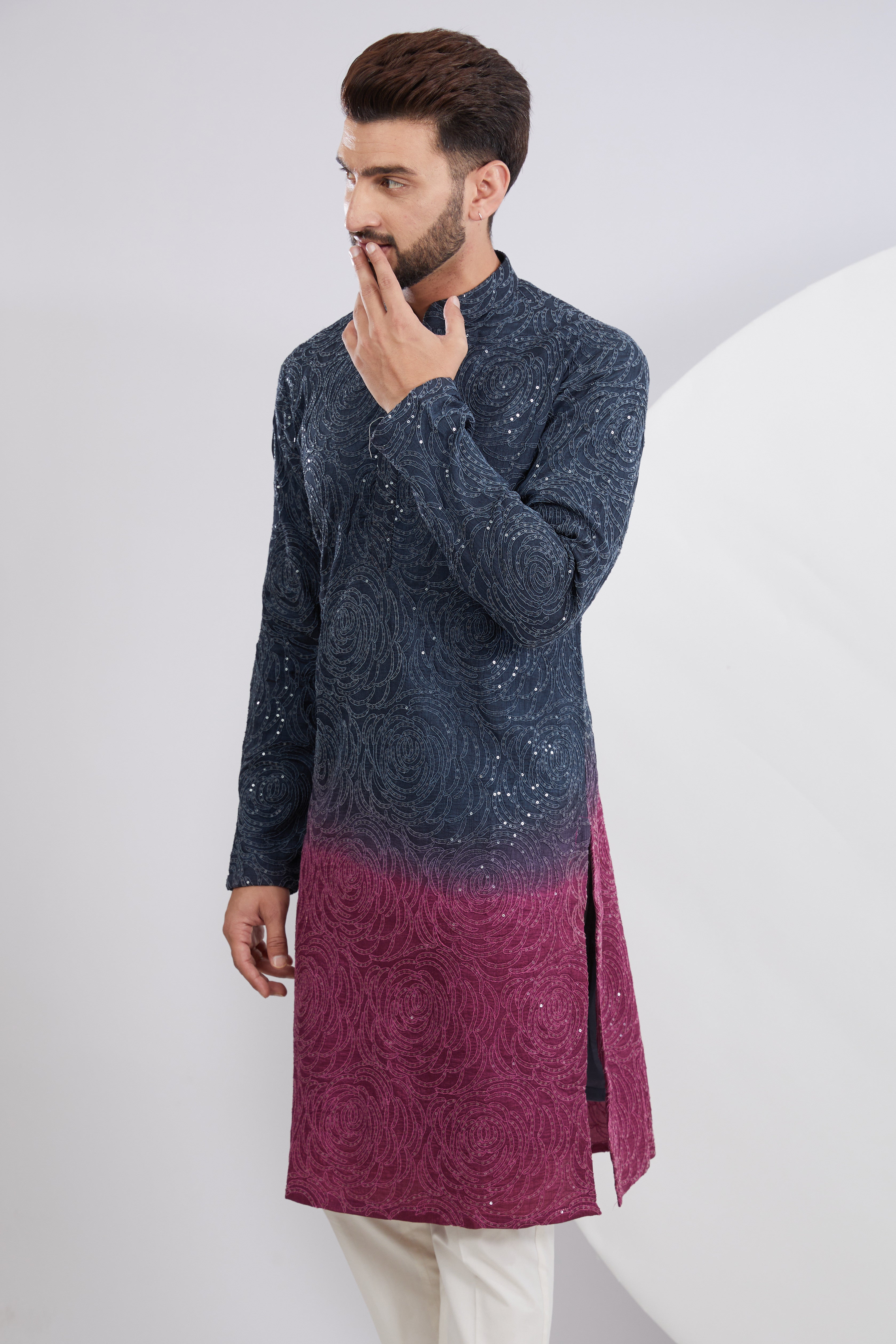 Grey/Pink Ombre Kurta - kasbahmen