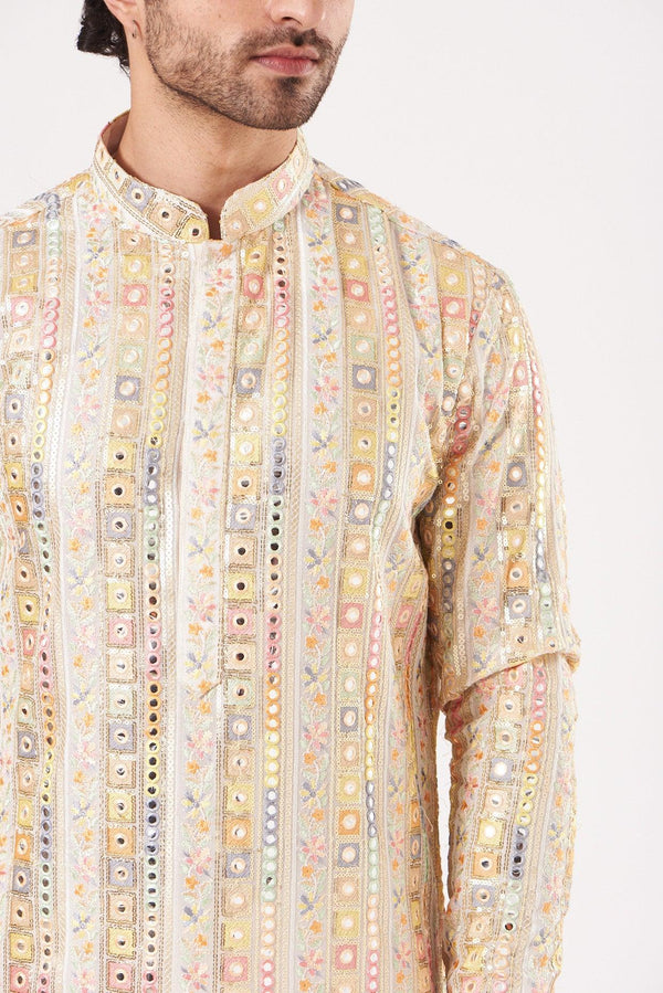 Beige Embroidered Kurta