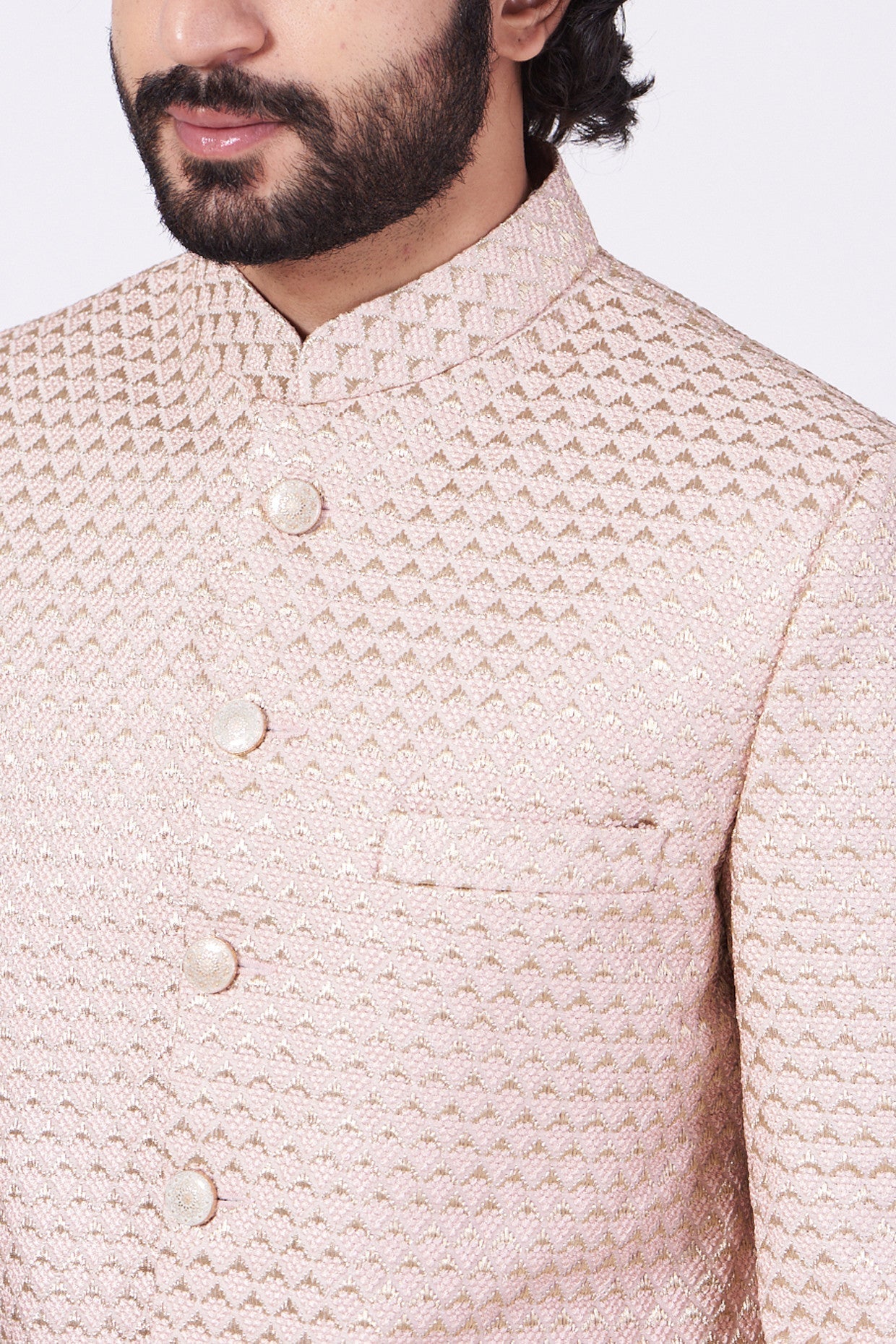 Blush Pink Sherwani with Embroidery - kasbahmen