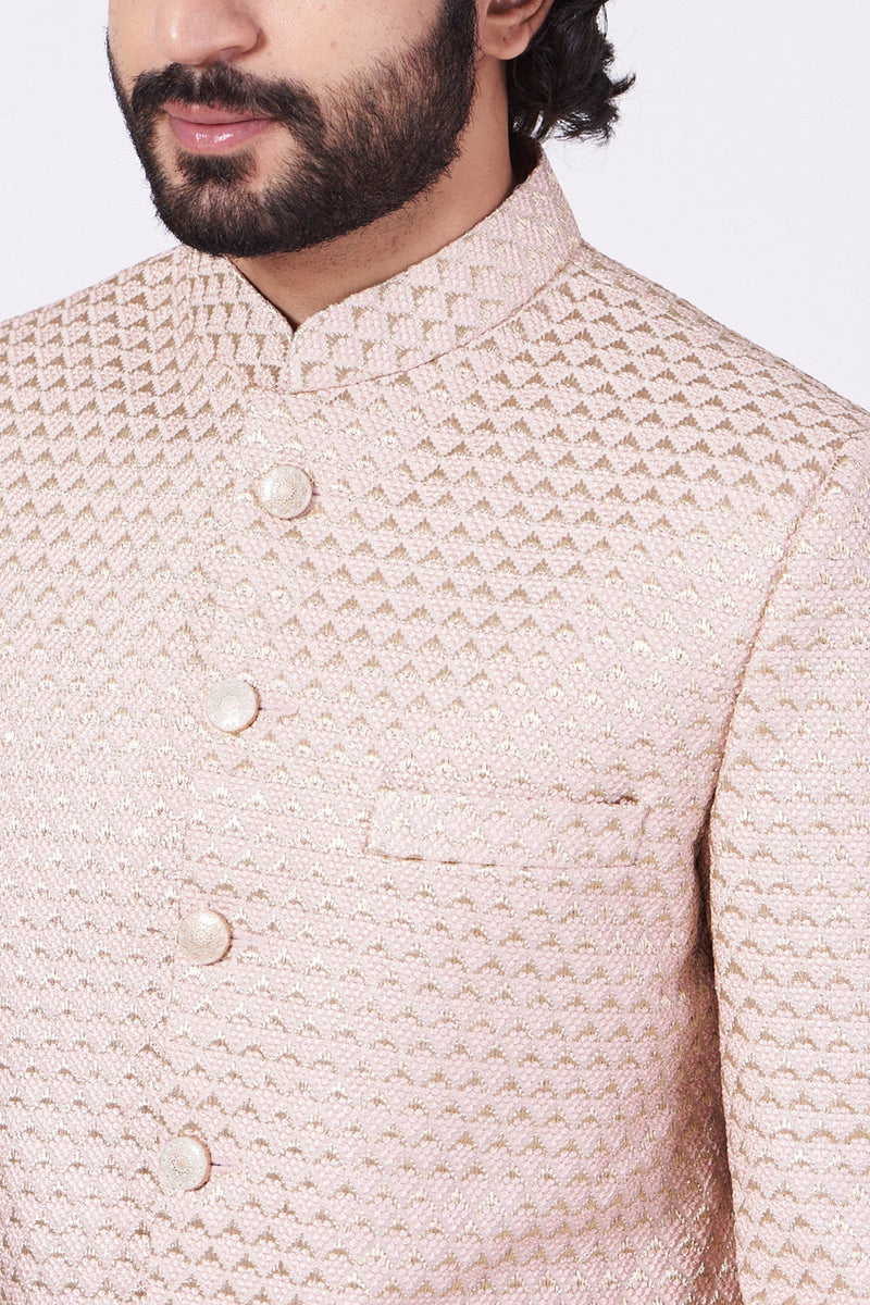 Blush Pink Sherwani with Embroidery - kasbahmen