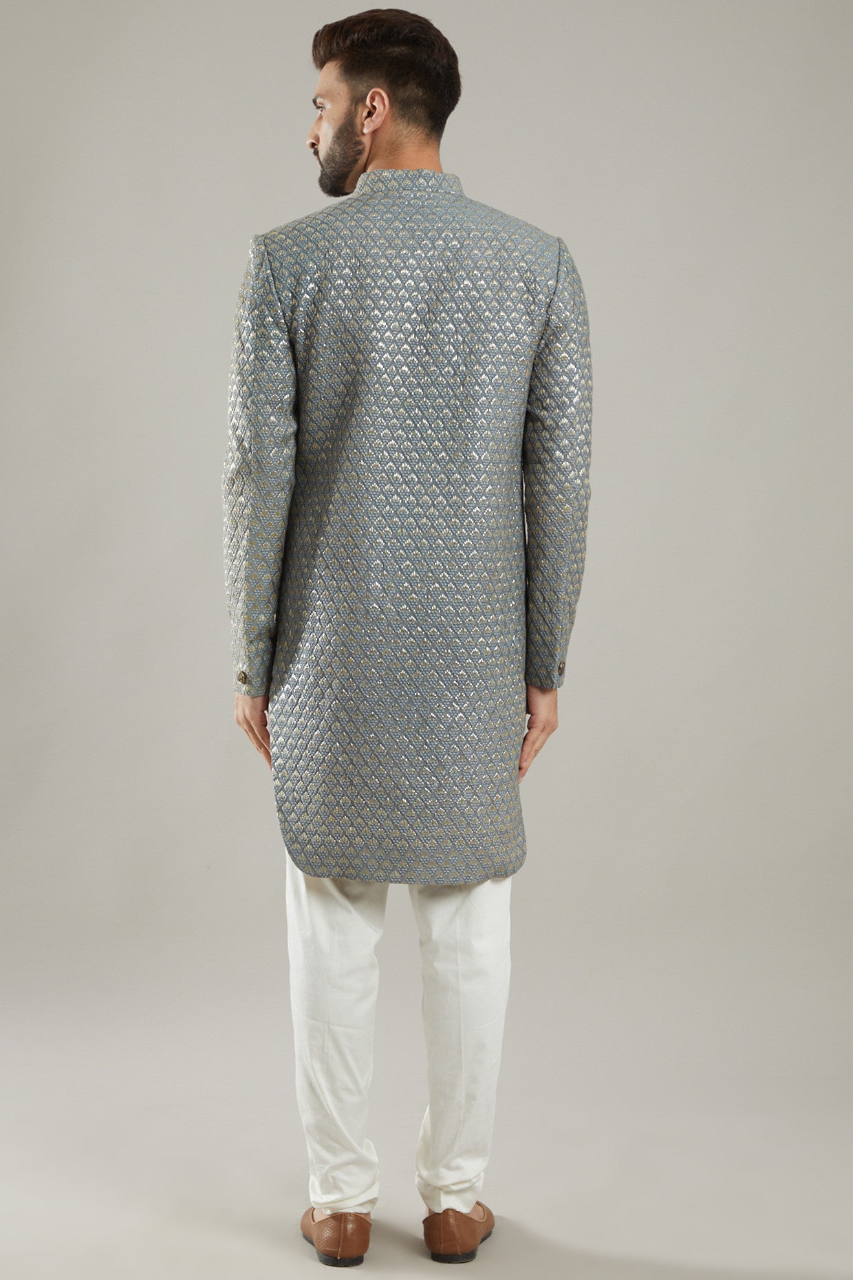 Grey Silk Indo Western Jacket - kasbahmen