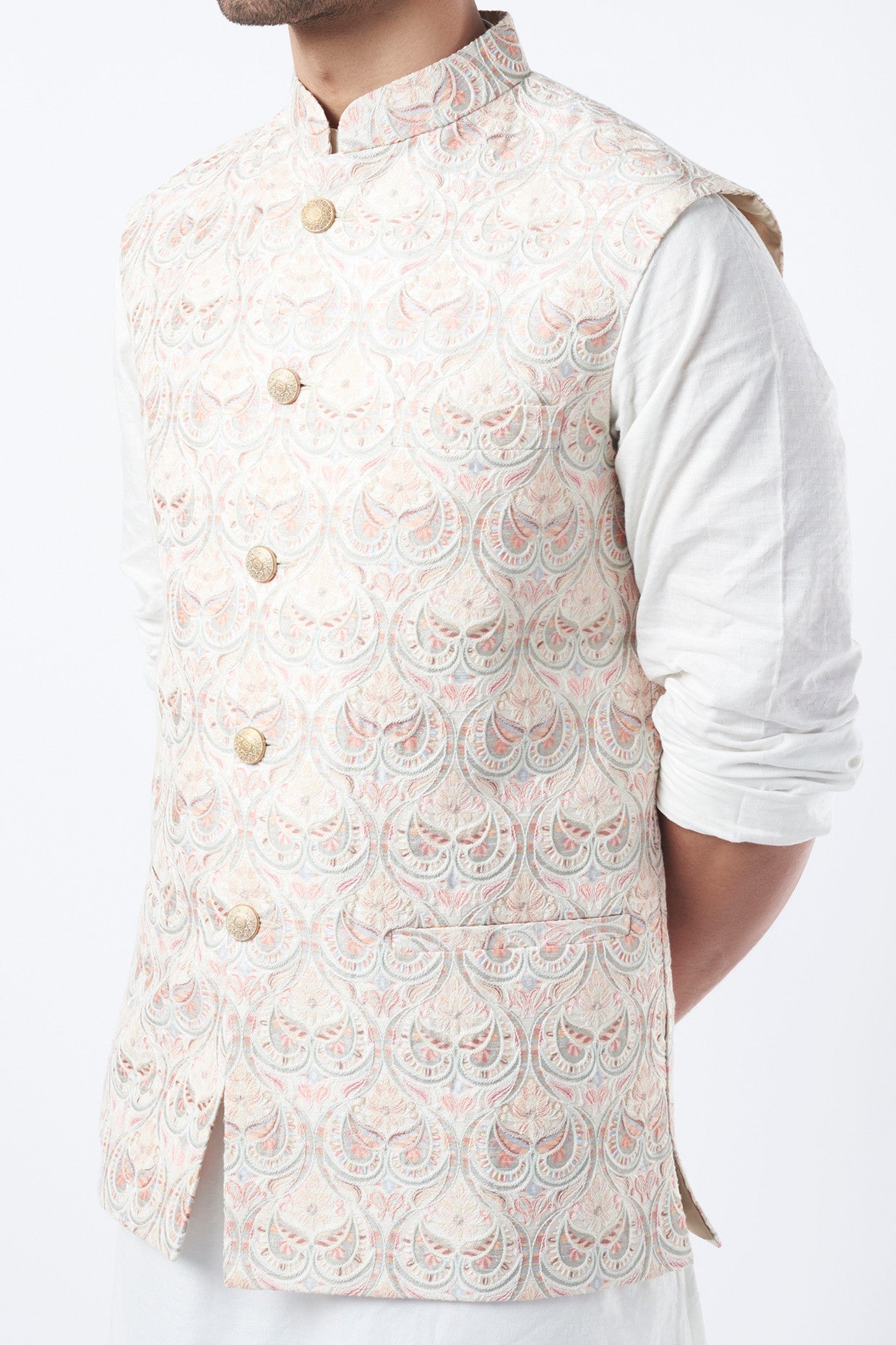 Nude Embroidered Bundi Jacket - kasbahmen