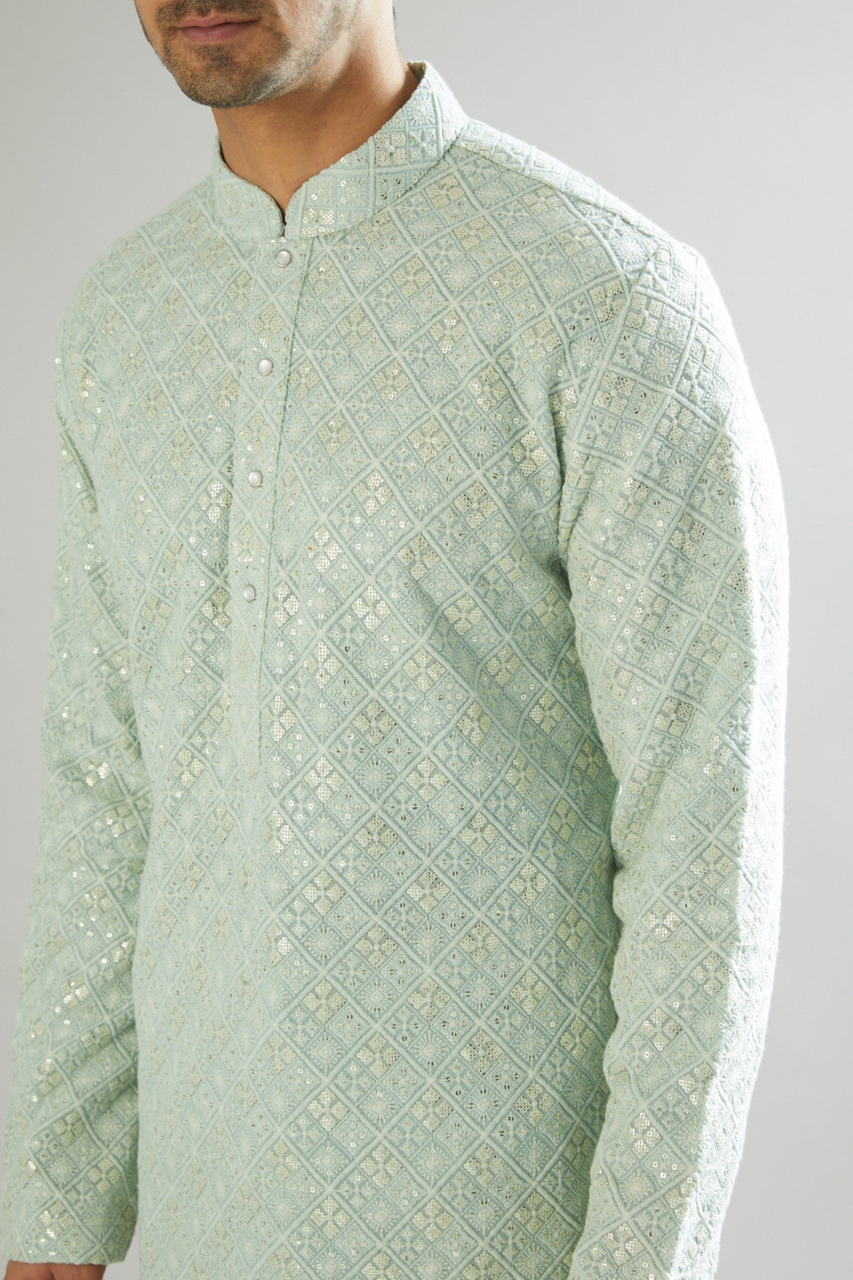 Sea Green Embroidered Kurta - kasbahmen