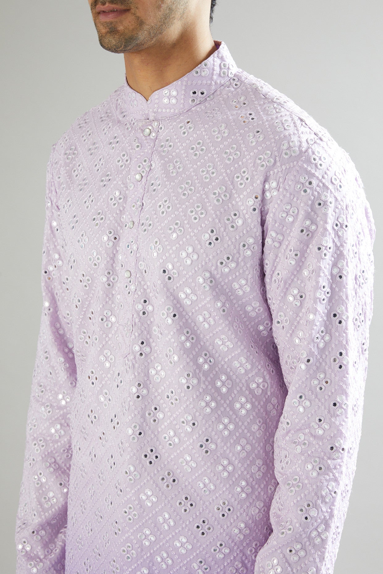 Purple Ombre Shaded & Embroidered Kurta - kasbahmen